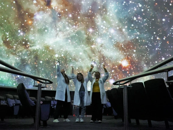 student staff in planetarium