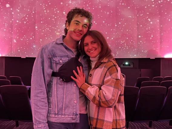 A couple inside Flandrau planetarium on Valentine's Day in Tucson